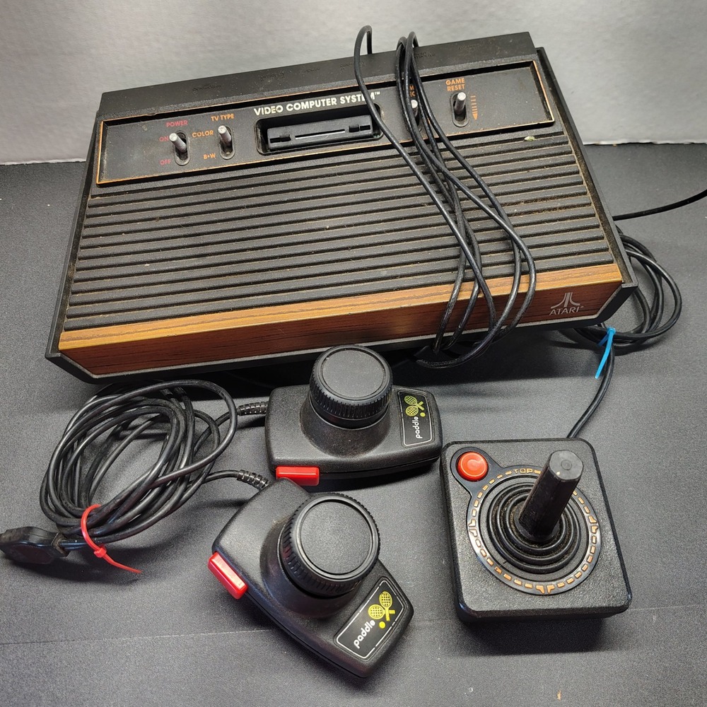 Atari 2600 Console Bundle Black Woodgrain Vintage CX-2600 A Retro